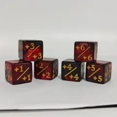 6pcs D6 16mm Dice Acrylic Counter Gold Font Black Red