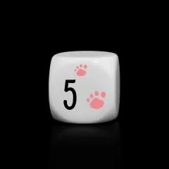 6pcs D6 16mm Dice Acrylic Printed Black Font Play Cat White