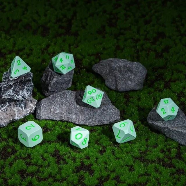 Green on Solid Green Silicone - 7pcs RPG Full Dice Set