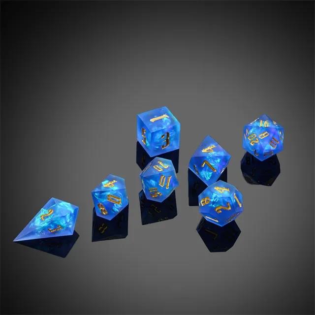 Candy in Blue Frosted Sharp Resin - 7pcs RPG Dice Set