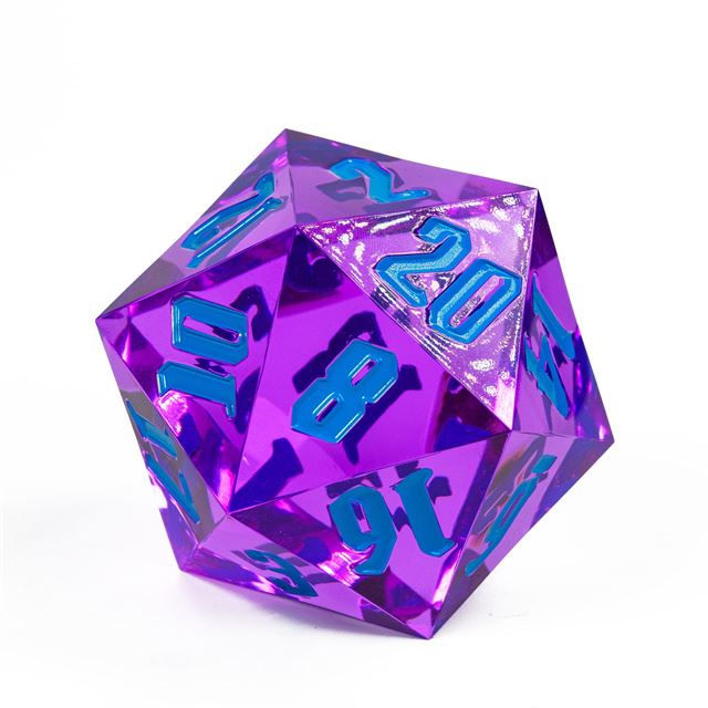 Purple & Clear Sharp Acrylic - D20 RPG Dice