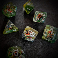 Thumbnail for Demon Eye in Clear & Green Resin - 7pcs RPG Full Dice Set