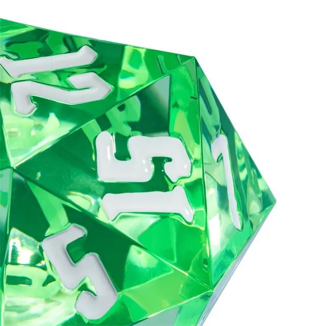 Clear & Green Sharp Acrylic - D20 RPG Dice