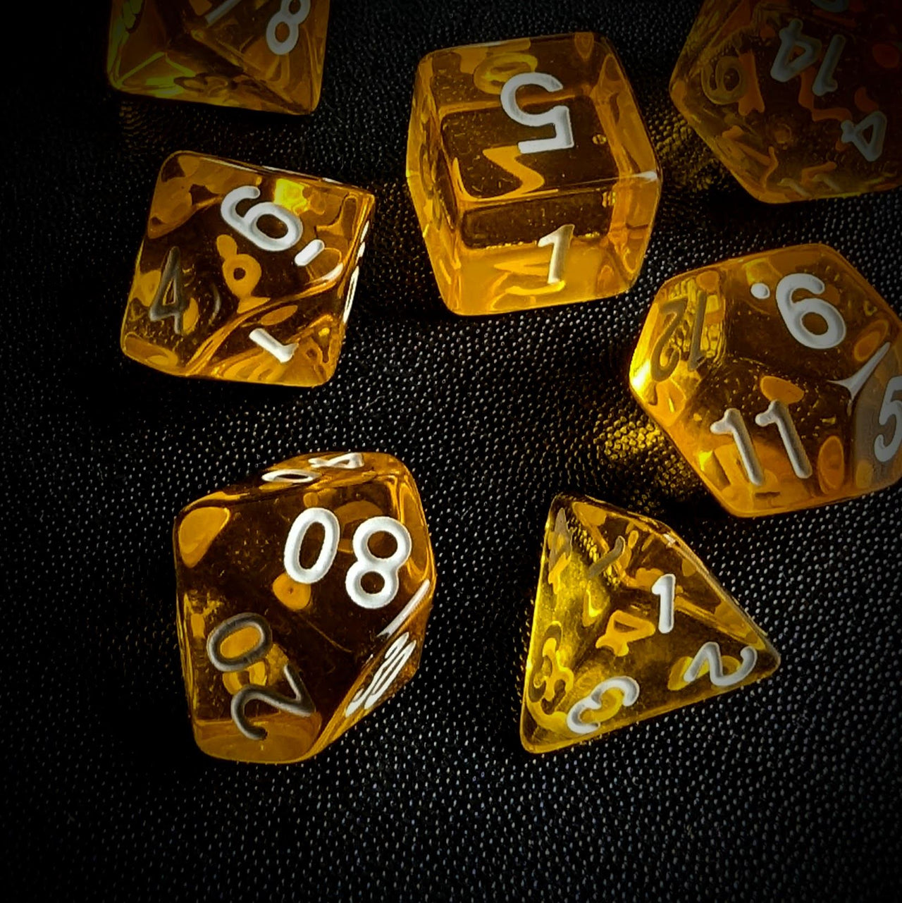 Clear Yellow Acrylic - 7pcs RPG Full Dice Set