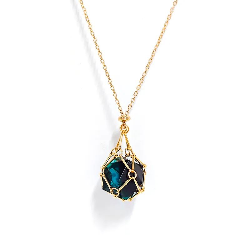 Blue & Black with Gold Chain D20 Necklace