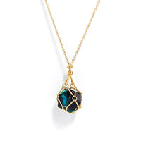 Thumbnail for Blue & Black with Gold Chain D20 Necklace