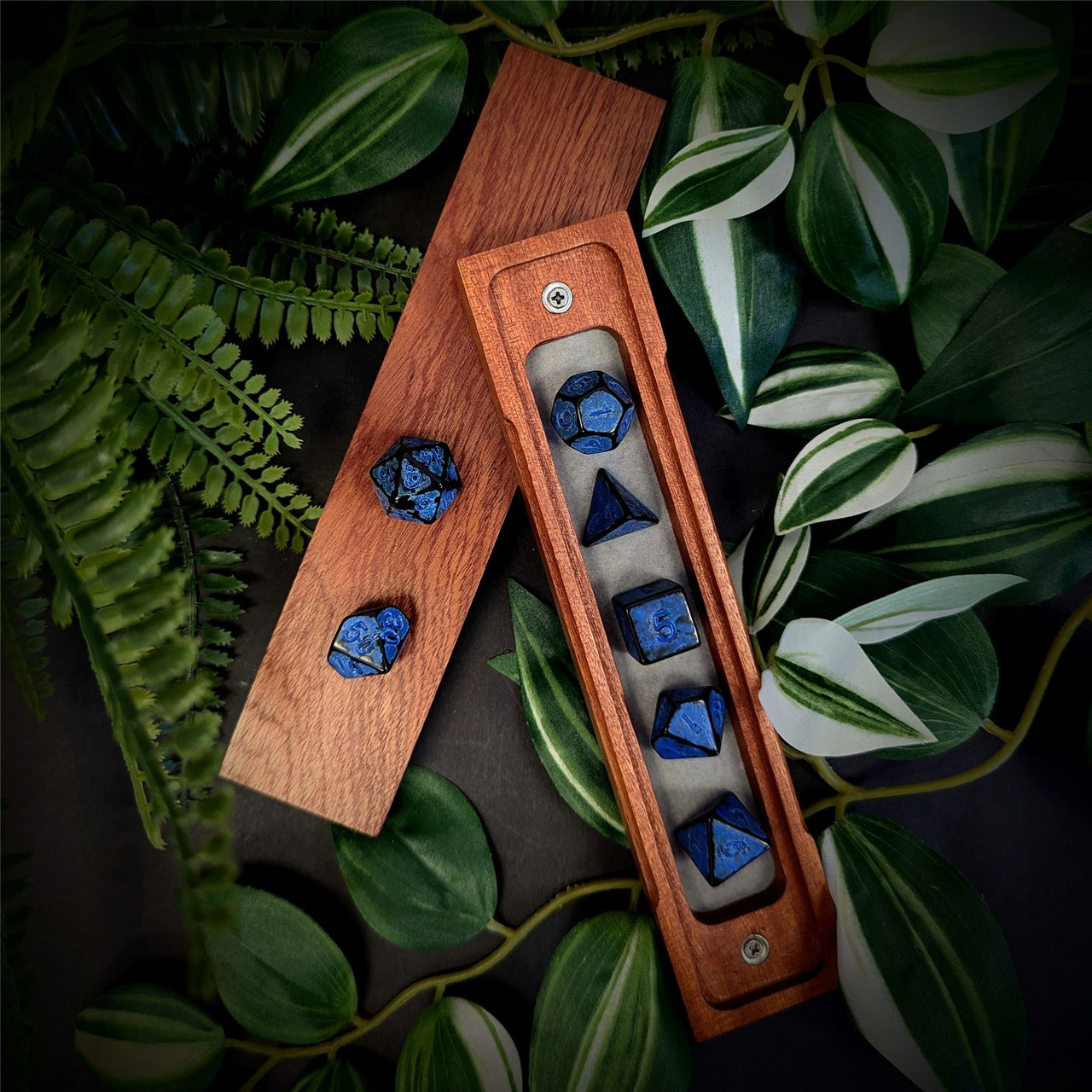 Washed Blue on Black Acrylic - 7pcs RPG Full Dice Set