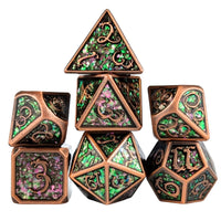 Thumbnail for Glitter Pink Enamel in Copper Metal - 7pcs RPG Dice Set