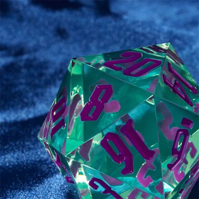 Clear & Green Sharp Acrylic - D20 RPG Dice