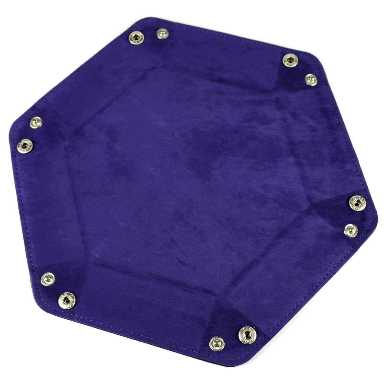 Purple Velvet & Blue PU Leather - Hexagon Hard Dice Tray