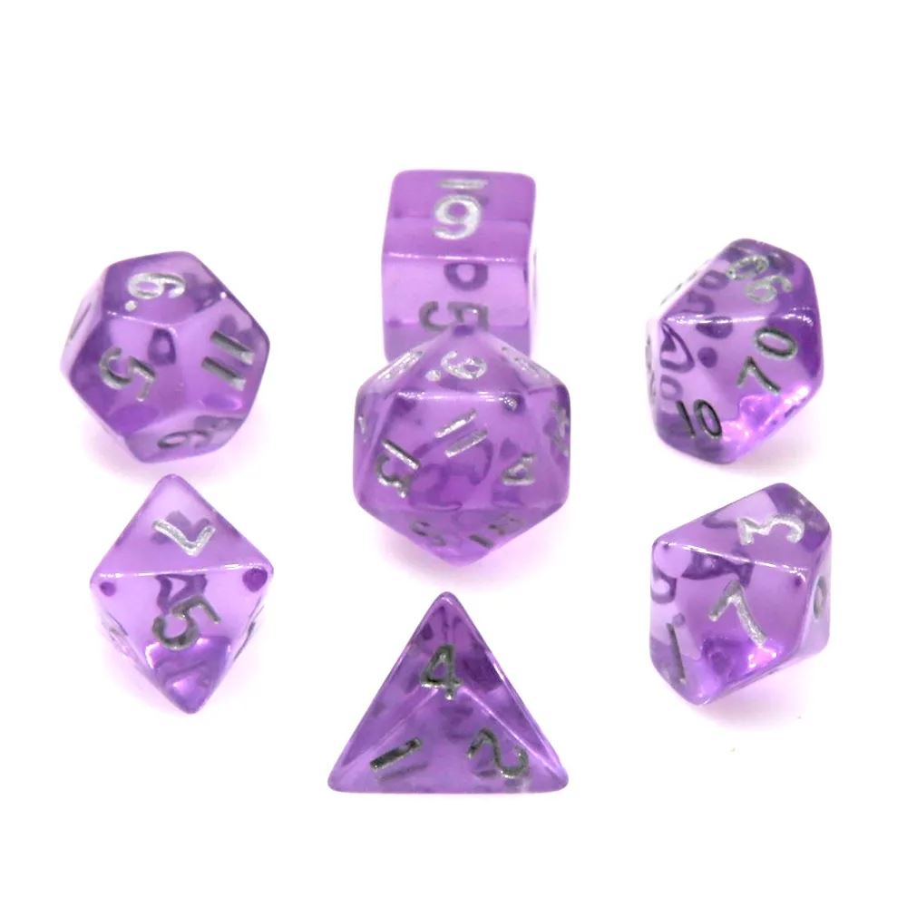 Purple Acrylic - 7pcs RPG Mini Dice Set