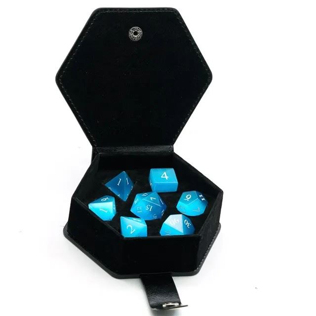 Sky Blue Cat Eye Gemstone - 7pcs RPG Dice Set