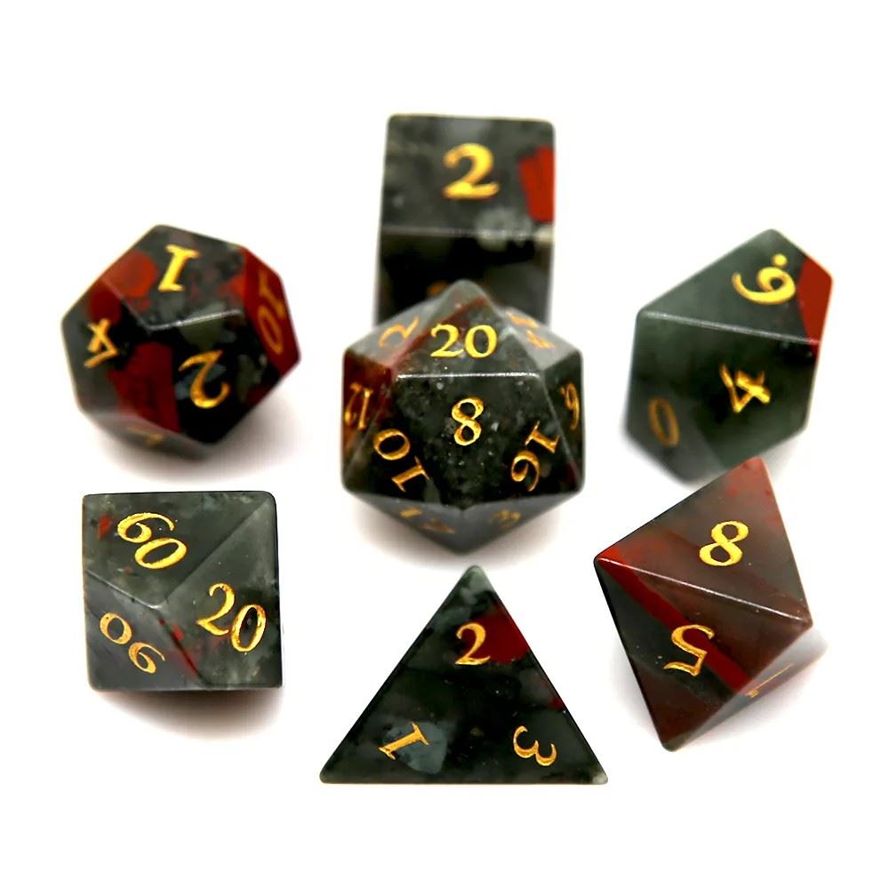 Bloodstone Gemstone - 7pcs RPG Dice Set