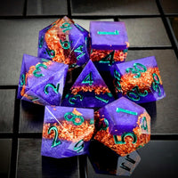 Thumbnail for Copper Band in Purple Filled Sharp Resin - 7pcs RPG Dice Set