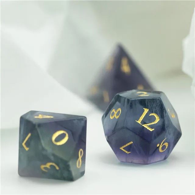 Blue Fluorite Gemstone - 7pcs RPG Dice Set