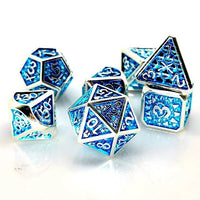 Thumbnail for Blue in Silver Metal - 7pcs RPG Dice Set