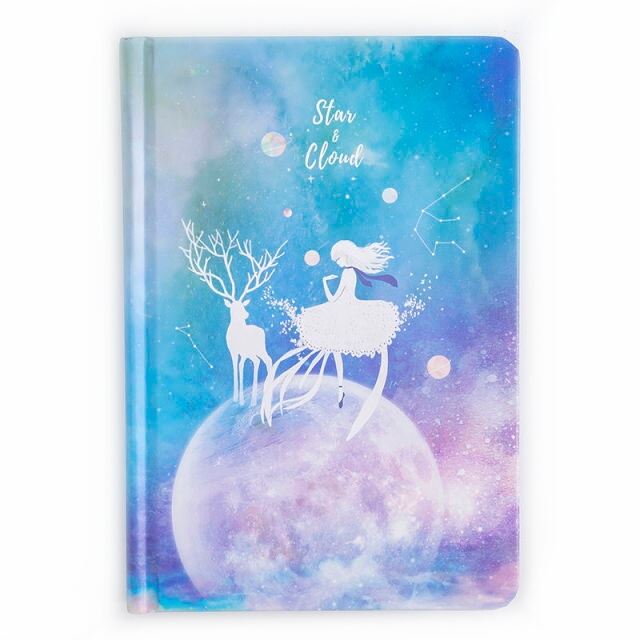 Starlight Stag Girl on Blue - B6 Hardback Notebook