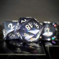 Thumbnail for White Sand in Dark Blue Liquid Filled Sharp Resin - 7pcs RPG Dice Set