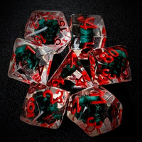 Thumbnail for Green Skull in Clear Resin - 7pcs RPG Full Dice Set