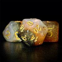 Thumbnail for Glitter in Orange & White Acrylic - 7pcs RPG Full Dice Set Close