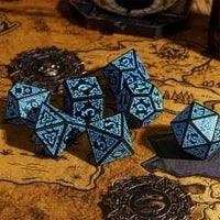 Thumbnail for Blue Celtic Knot on Black Acrylic - 7pcs RPG Full Dice Set
