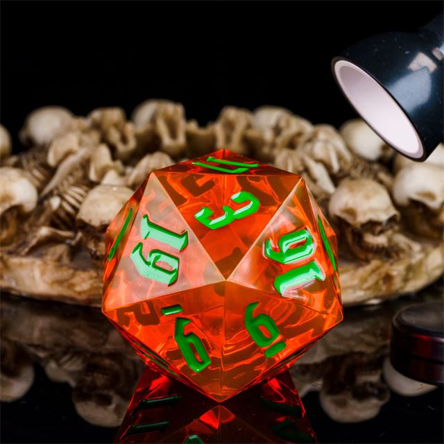 Orange & Clear Sharp Acrylic - D20 RPG Dice