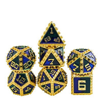 Thumbnail for 7pcs Dice Metal Rivet Gold Font Blue