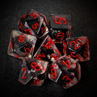 Thumbnail for Vampire Bat in Clear & Black Resin - 7pcs RPG Full Dice Set