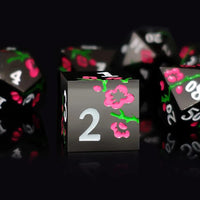 Thumbnail for 7pcs Dice Metal Lotus White Font Pink Nickel