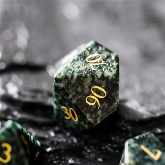 Green Granite Gemstone - 7pcs RPG Dice Set