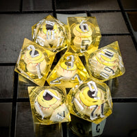 Thumbnail for Eye Ball in Yellow Filled Sharp Resin - 7pcs RPG Dice Set