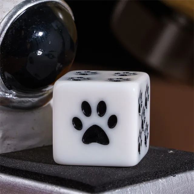 Paw on White Resin - 6pcs D6 RPG Dice Set