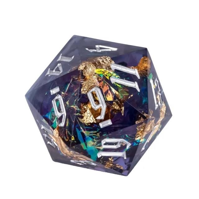 D20 Dice Sharp 33mm Candy Silver Font Blue Purple