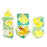 Thumbnail for 7pcs Dice Resin Filled White Font Yellow Duck Blue Clear
