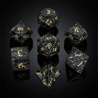 Thumbnail for Cracked Black Glass - 7pcs RPG Dice Set