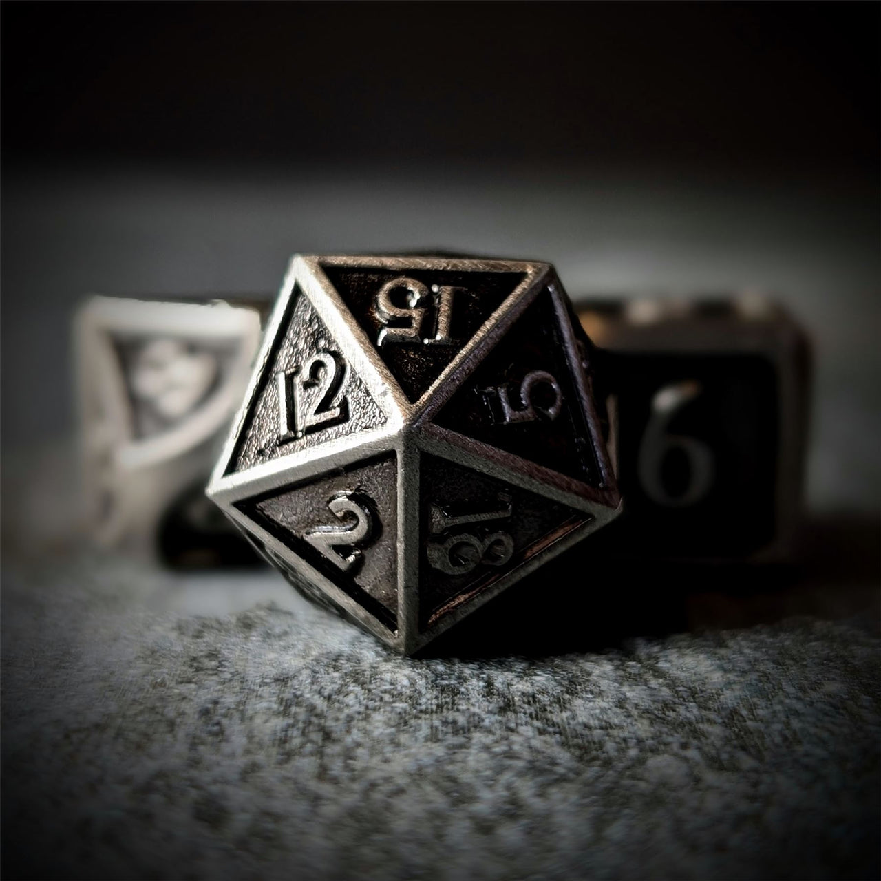 Brushed Silver Metal - 7pcs RPG Dice Set