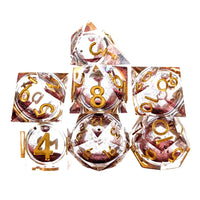 Thumbnail for 7pcs Dice Sharp Filled Liquid Gold Font Pink