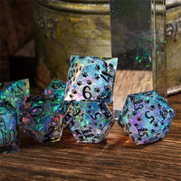 Thumbnail for Cats on Grey with Candy Sharp Resin - 7pcs RPG Dice Set