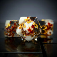 Thumbnail for 7pcs Dice Sharp Filled Skull Gold Font Black