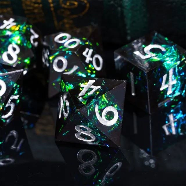 Candy in Black Mini Sharp Resin - 7pcs RPG Dice Set