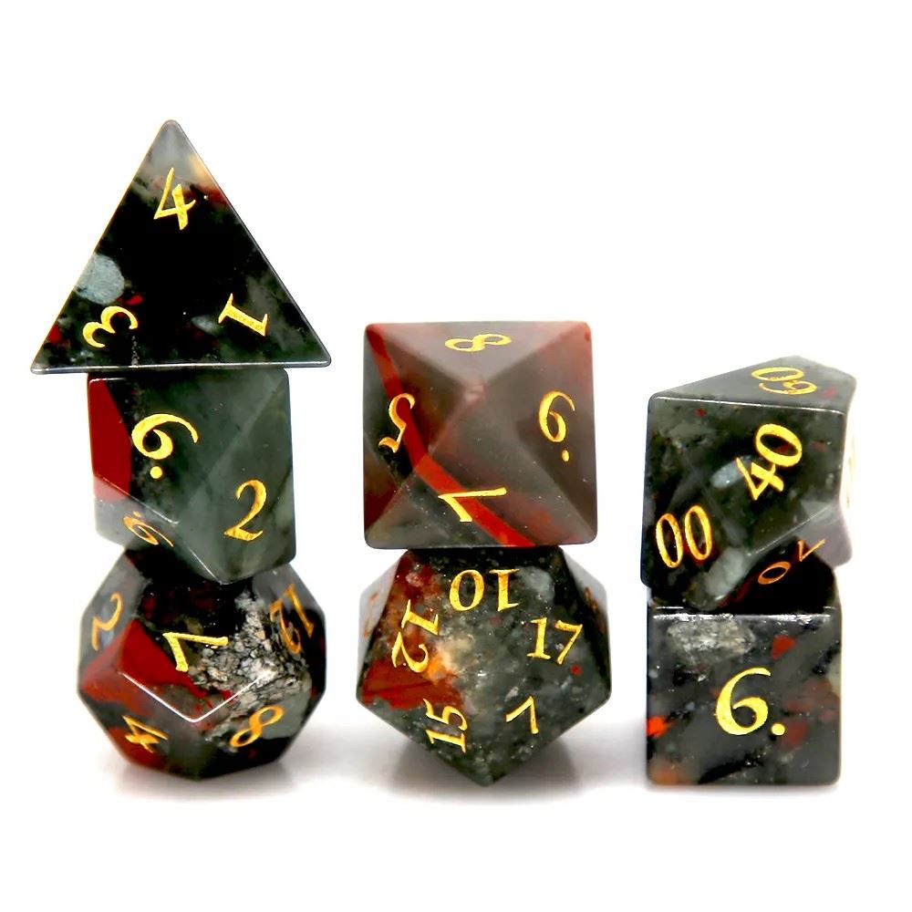 Bloodstone Gemstone - 7pcs RPG Dice Set