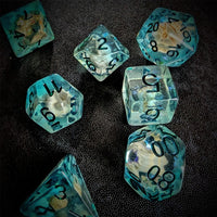 Thumbnail for Shell in Clear & Blue Resin - 7pcs RPG Full Dice Set