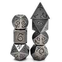 Thumbnail for Silver Metal with Black Dragon Font - 7pcs RPG Dice Set