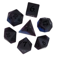 Thumbnail for Frosted Purple and Black Glass - 7pcs RPG Dice Set