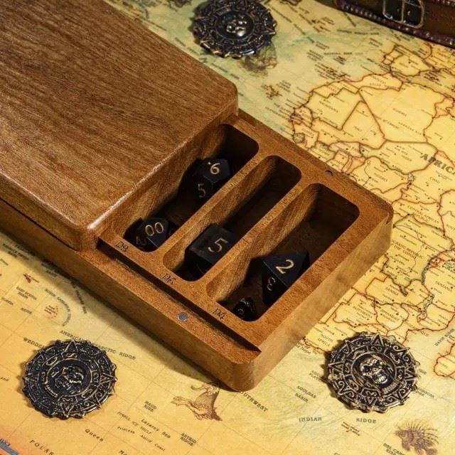 Plain Sapele Wood with 7 Slots -  Magnetic Dice Storage