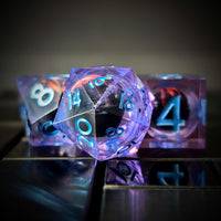 Thumbnail for Red Dragon Eye Ball in Clear & Purple Filled Sharp Resin - 7pcs RPG Dice Set