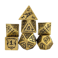 Thumbnail for 7pcs RPG Full Dice Set - Black Pattern on Gold Resin