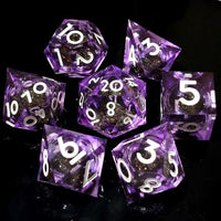 Thumbnail for 7pcs Dice Sharp Filled Liquid Gold Font Purple