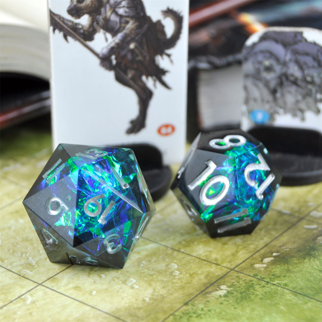 Candy in Cyan & Black Sharp Resin - 7pcs RPG Dice Set