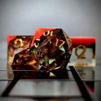 Thumbnail for Layered Orange & Red Sharp Resin - 7pcs RPG Dice Set